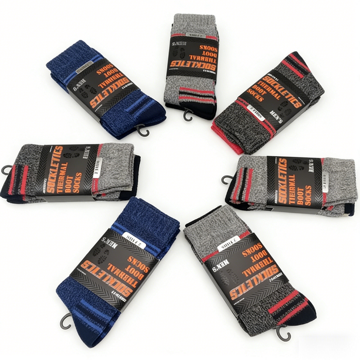 Set of 12 dealonline.nz thermal crew work socks, warm and durable boot socks for cold weather activities.