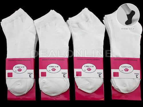 Set of 12 white thin ankle socks for women, size 7-11, by dealonlinenz, ideal for casual and everyday wear.