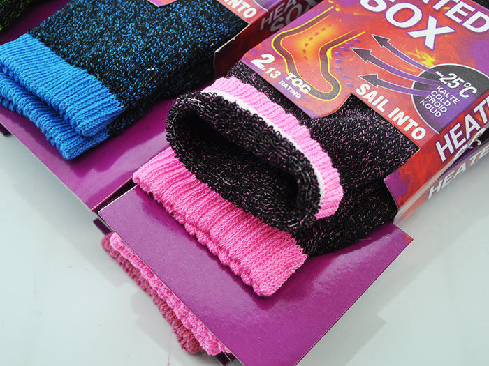 Pair of women's heated crew socks by dealonline.co.nz, shown in a cozy, thermal fabric with a ribbed cuff and soft interior.