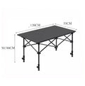 Black ECOTREK 120cm foldable camping table with adjustable height, portable outdoor table for camping and outdoor activities.