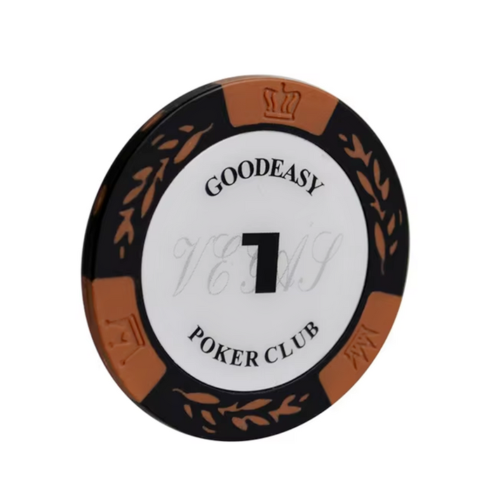 Set of 25 14g poker chips with casino tokens, black and red, for poker games, from dealonline.co.nz.