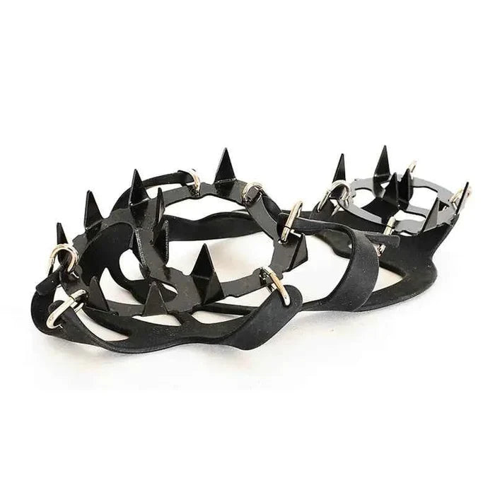 18-tooth stainless steel ice crampons for climbing with silicone anti-slip traction, outdoor equipment from Mead's Supply & Equipment Outfitters.