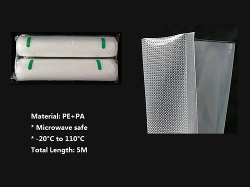 Two vacuum sealer bag rolls from dealonline.nz, 15x500cm, made of durable material for food preservation and storage.