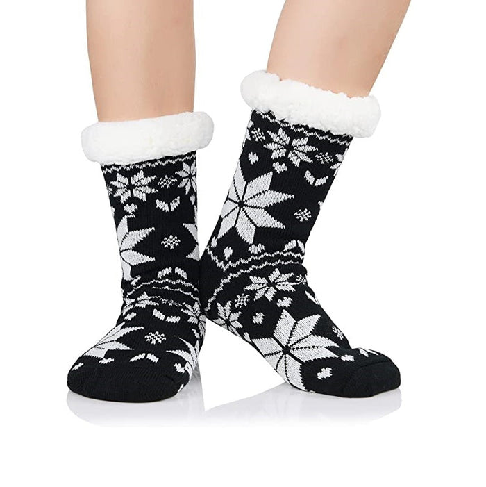 Set of 24 pairs of fuzzy women's winter slippers with grippers, soft and warm sock slippers from dealonline.co.nz.