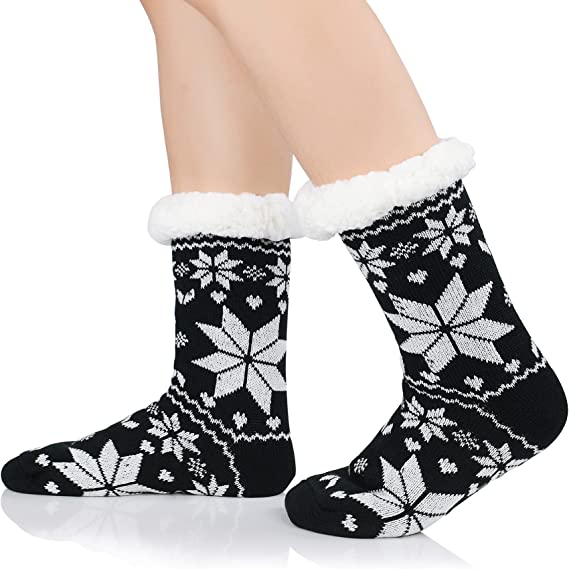 Set of 24 women's fuzzy slipper socks with grippers, super warm and soft for winter comfort, from dealonline.co.nz.