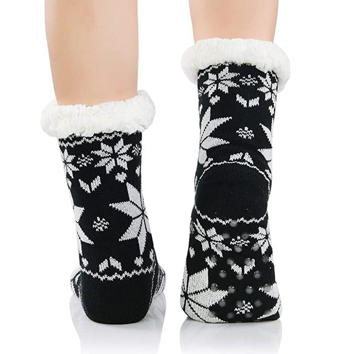 Set of 24 pairs women's fuzzy slippers socks by dealonline.co.nz, featuring soft, warm fabric with non-slip grippers for winter comfort.