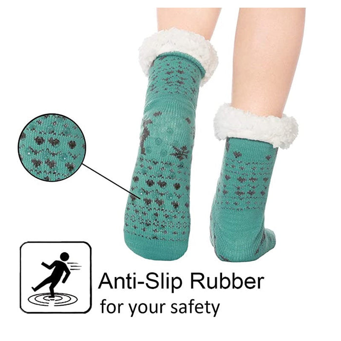 Set of 24 dealonlinenz women's fuzzy winter slipper socks with grippers, soft and super warm for cozy indoor wear.