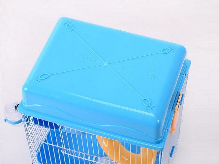 Pink three-tier hamster mouse cage with castle design by dealonline.co.nz, featuring multiple levels and playful pet toy features.