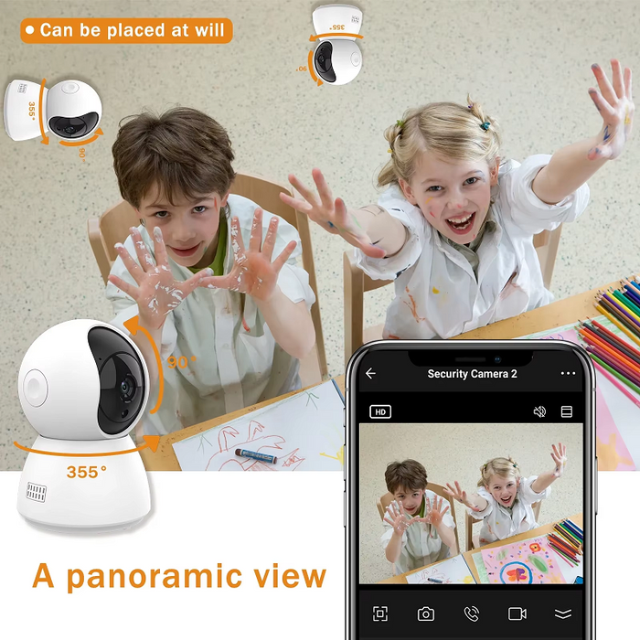 Wireless 3MP security surveillance camera by dealonline.co.nz showing a sleek black camera with Wi-Fi connectivity.
