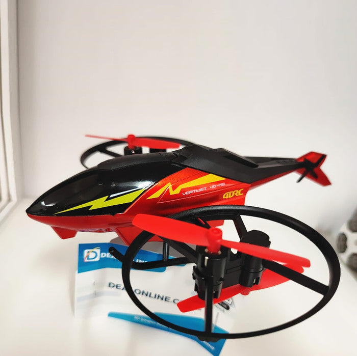 4DRC M3 helicopter drone with HD camera flying outdoors, showcasing its sleek design and camera capabilities.