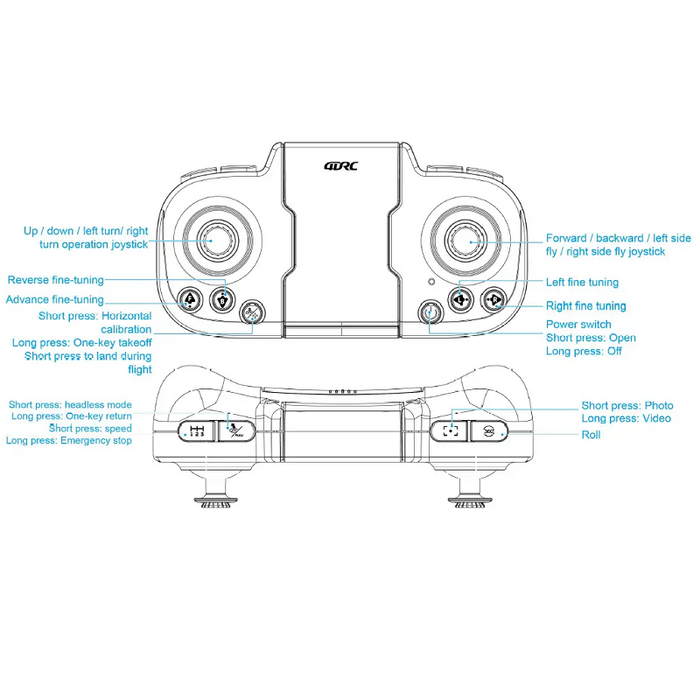 4DRC M3 helicopter drone with HD camera, black and white design, flying over a scenic landscape.
