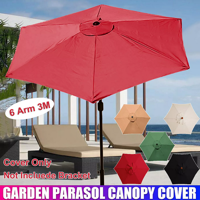 Round garden umbrella cover in 5 colors for 6-arm, 3-meter parasols, designed as a replacement cloth by dealonline.co.nz
