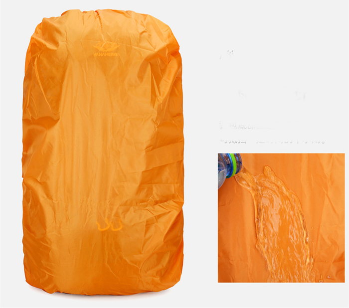 Orange ECOTREK 50L waterproof hiking backpack with multiple compartments, ideal for outdoor camping and climbing adventures.