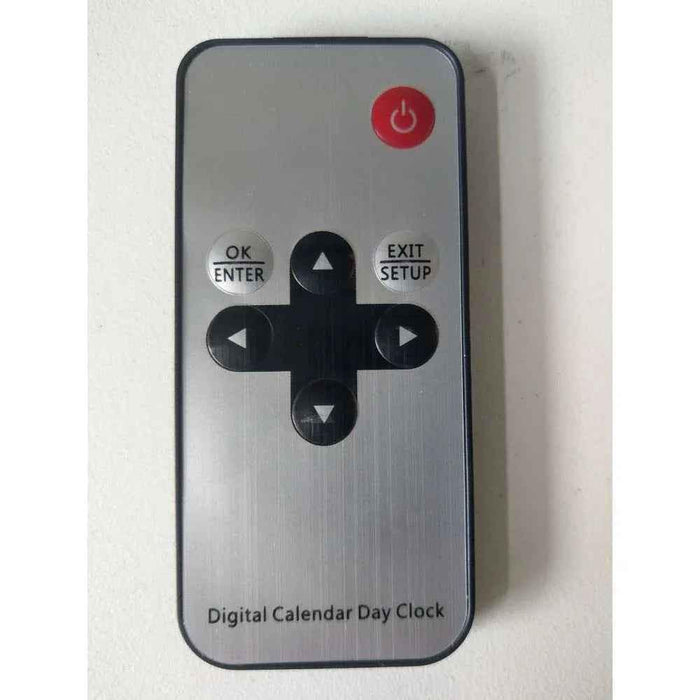 Black 8-inch digital calendar day clock by Eldertech designed for dementia and Alzheimer’s patients, showing date, day, and time.