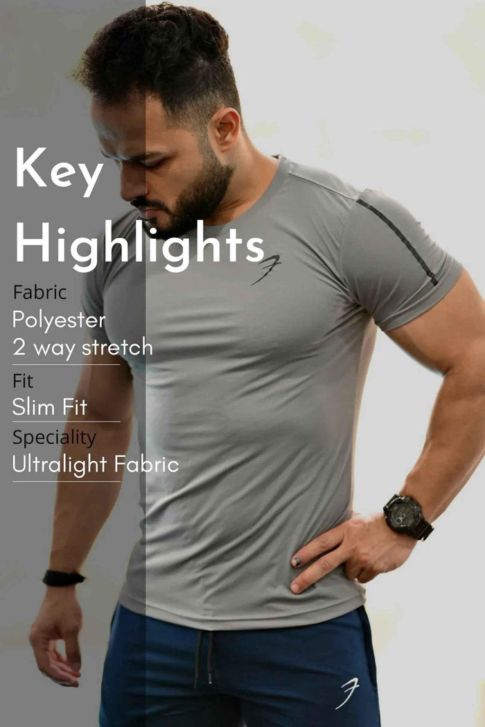 Light grey Apex T-shirt by Fuaark Nz, showcasing a casual fit with a round neckline and subtle branding on the front.