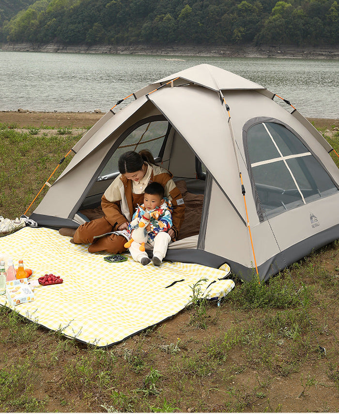 Large ECOTREK waterproof camping tent with automatic pop-up design, ideal for outdoor camping and easy setup.