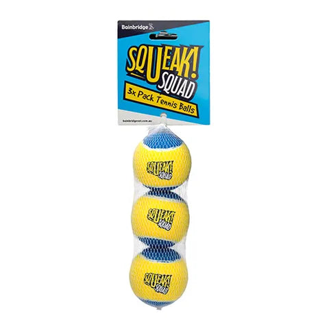 BAINBRIDGE 3PK TENNIS BALLS - SQUEAK SQUAD DOG TOY