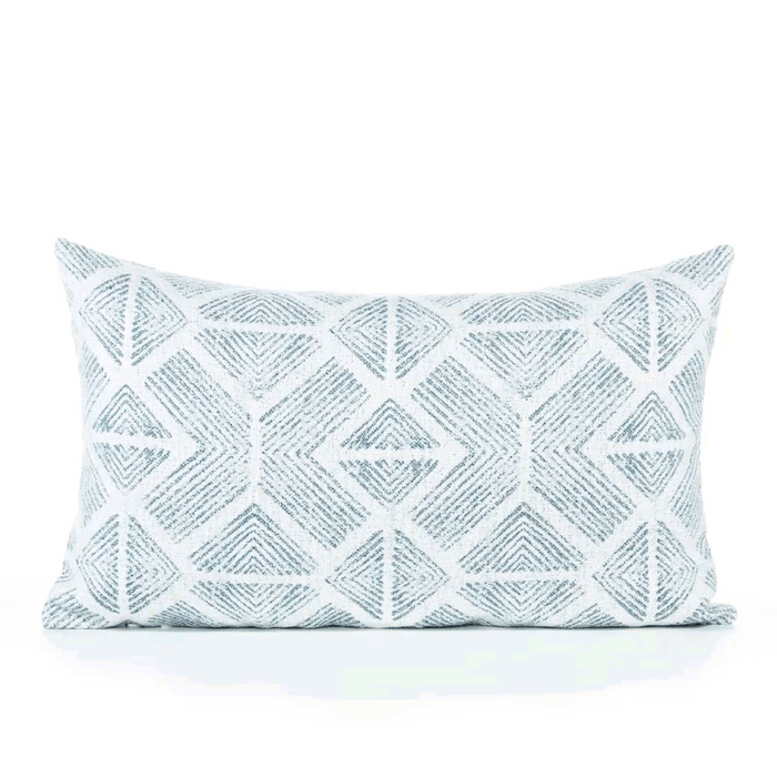360 video of Light blue damask outdoor pillow for sophisticated patio decor by Elaine Smith