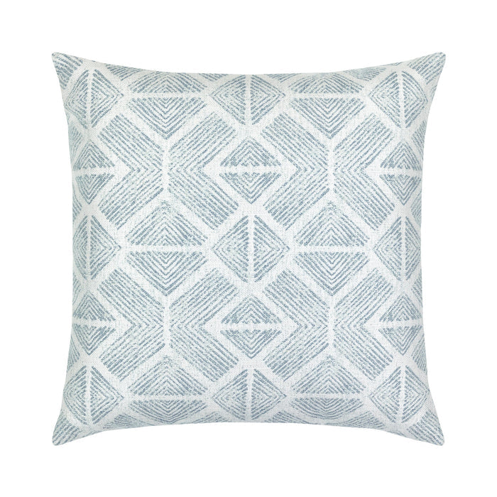 Light blue damask outdoor pillow for coastal-inspired outdoor design
