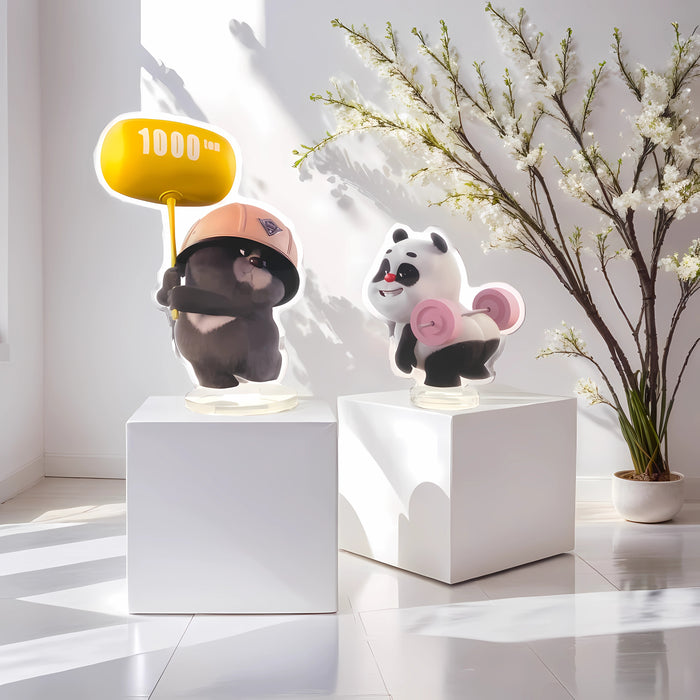 Bamboo Panda & Dundun Bear Acrylic Stand Figure | Desktop Standing Ornaments