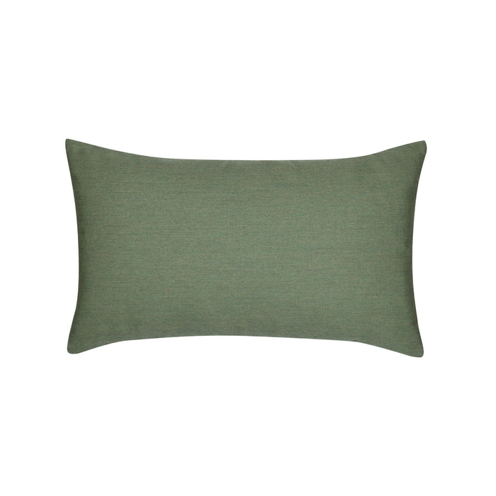 Back image of Olive green outdoor pillow with solid texture for earthy outdoor accents