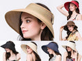 Dealonline.co.nz black foldable straw sun visor hat for kids, wide brim summer beach cap, lightweight and roll-up design
