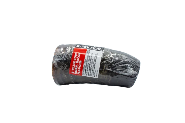 BLACKDOG COW HORN 5" BACON FILLED