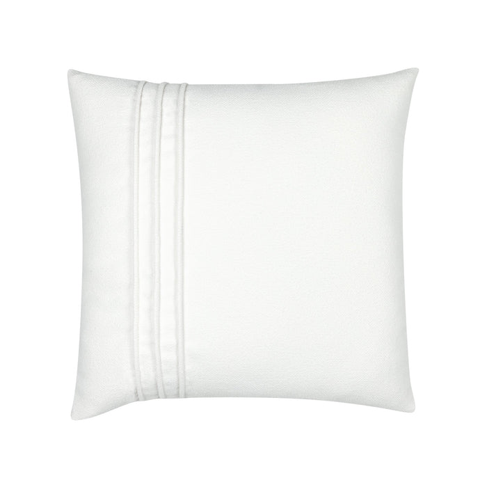 Pillow made from Textured white boucle outdoor-safe fabric with soft plush finish