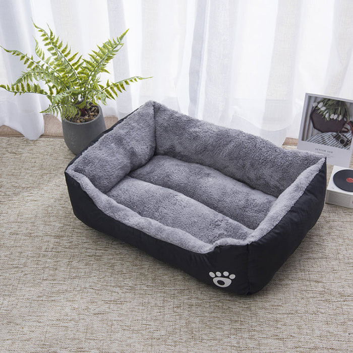 Calming dealonlinenz dog bed with washable Oxford fabric, soft cotton, and coral fleece for cozy comfort.