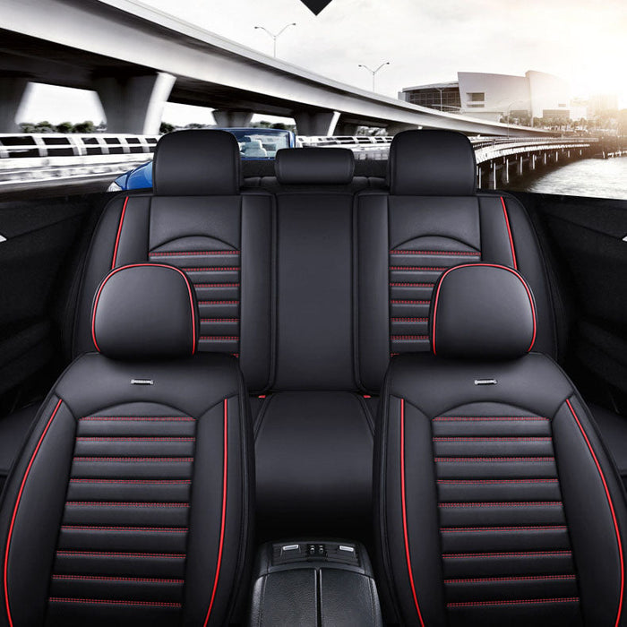 Set of premium faux leather car seat covers for 5-seater, including front and rear cushions, in a full set by dealonline.co.nz