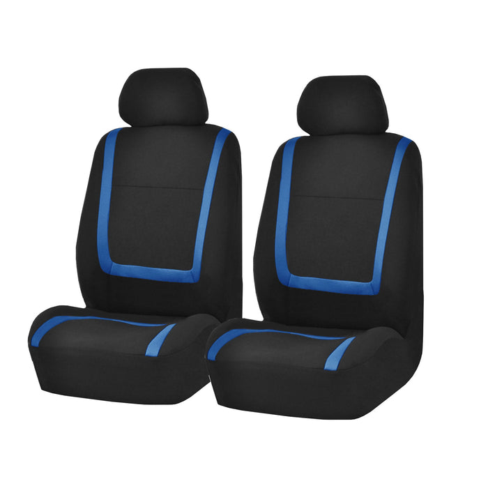 Set of dealonlinenz polyester car seat cover protectors for two front seats with cushion mats, designed to shield and enhance seat comfort.