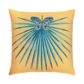 Yellow and blue radial stripe outdoor pillow, square size for vibrant outdoor styling by Elaine Smith