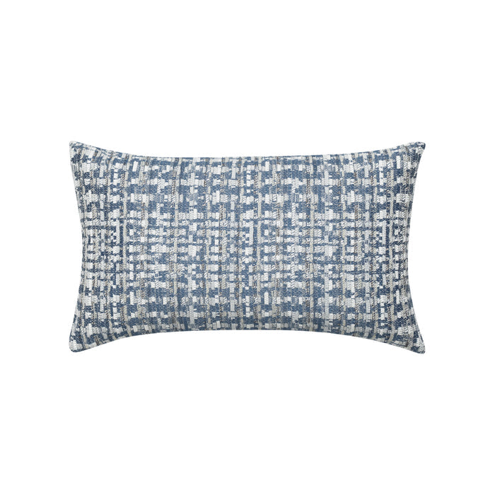 Blue textured outdoor pillow with subtle weave, square size for modern outdoor spaces