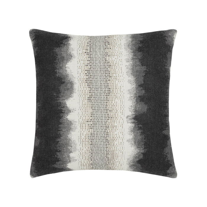 Charcoal and Gray ombre pillow with chenille center band square size for modern indoor and outdoor decor