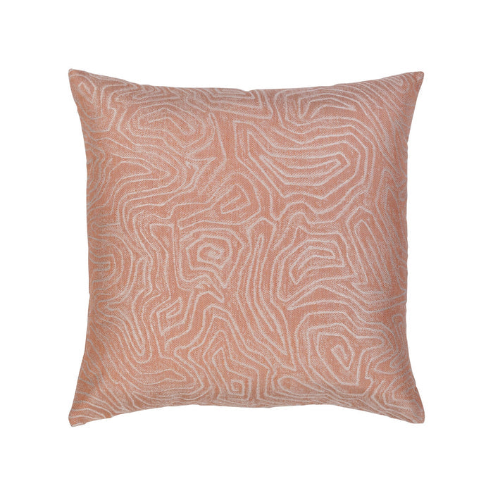 Coral outdoor pillow with solid texture, lumbar size for vibrant patio decor