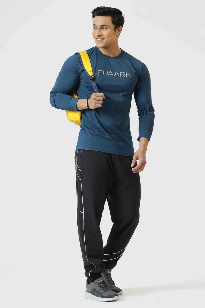 Fuaark Nz Chase Teal full sleeves T-shirt for men, stylish and comfortable casual wear with a fitted design.