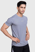 Fuaark Nz Checks Running T-shirt in Ultimate Grey, featuring a comfortable fit and stylish checkered pattern for activewear.