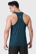 Fuaark Nz checks running tank top in bottle green, lightweight sleeveless athletic top for active wear.