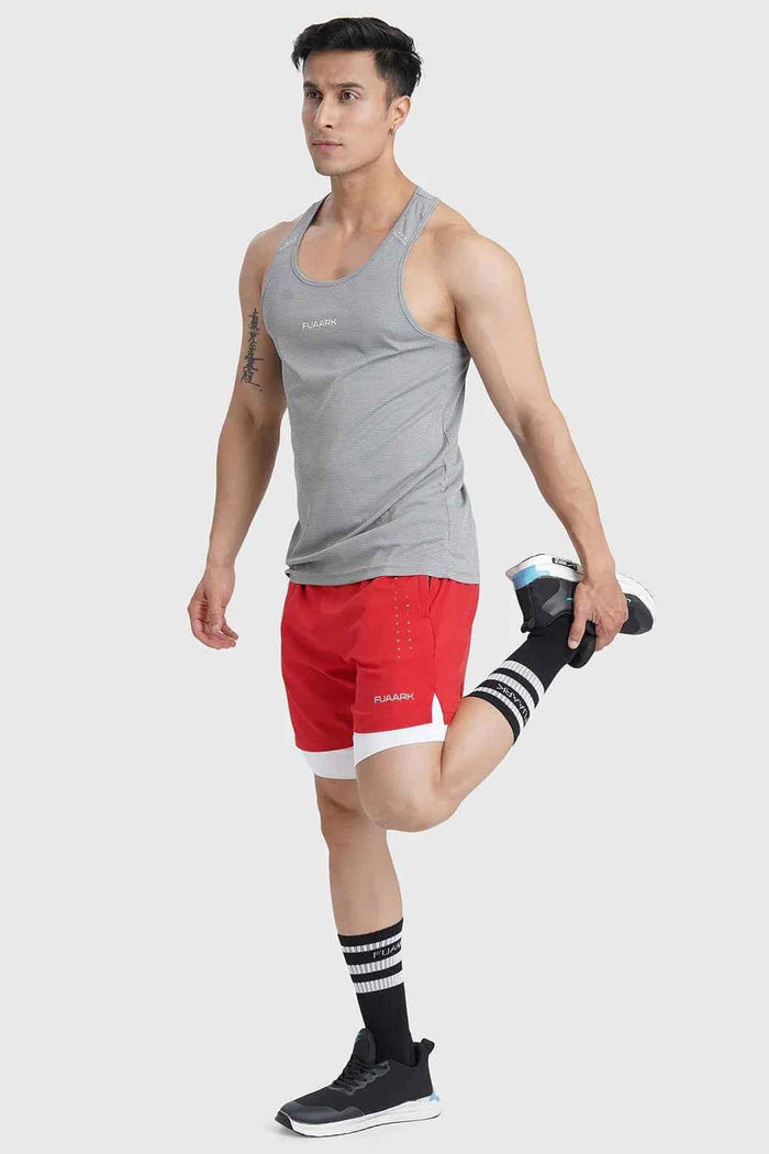 Fuaark Nz Checks Running Tank Top in Ultimate Grey, sleeveless athletic tank for running and workouts.