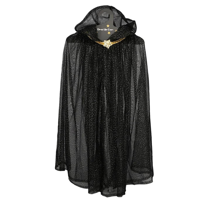 Childrens Black Dressing up Glitter cape