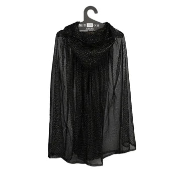 Childrens Black Dressing up Glitter cape