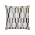 Beige outdoor pillow with geometric block pattern, square size for natural outdoor aesthetics