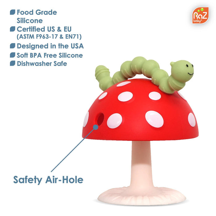 CHOMPY MUSHROOM GRIP TEETHER - RED/GREEN - Little Whispers
