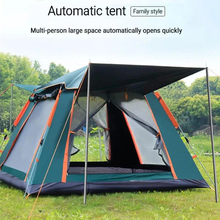 ECOTREK automatic pop-up camping tent set up outdoors, lightweight and easy to carry for outdoor camping adventures.