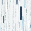 Detail image of Contemporary ocean blue and white outdoor safe boucle and chenille fabric with broken line patterns – Connection Ocean by Elaine Smith