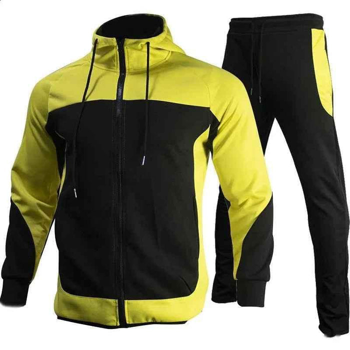 Stylish 3Sixty5 men's black contrast sweatshirt set, including a sweatshirt and matching sweatpants, casual athletic outfit.