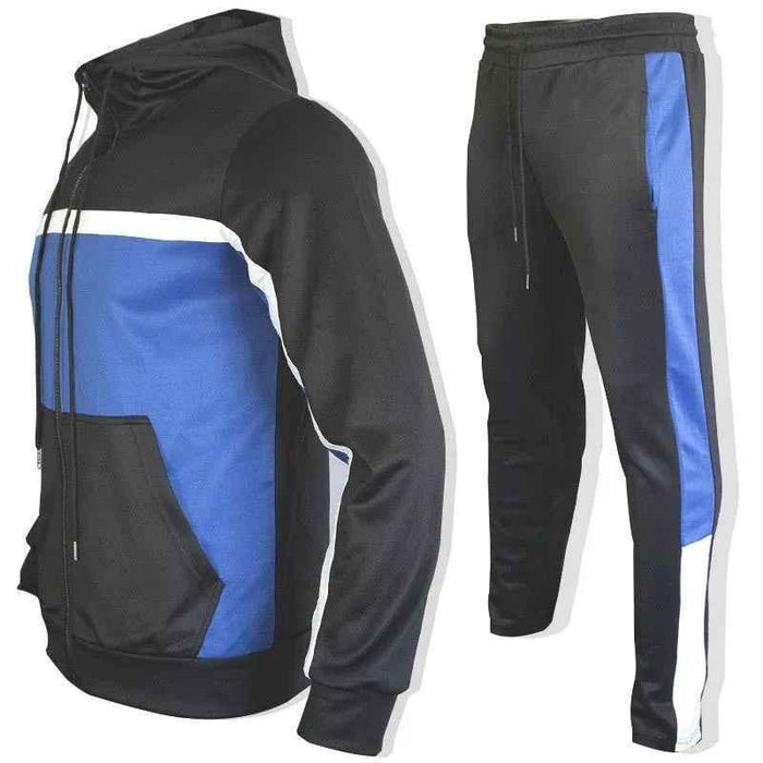 Stylish 3Sixty5 men's black contrast sweatshirt outfit set with hoodie and joggers, casual and comfortable for everyday wear.