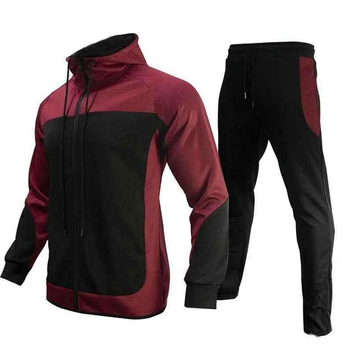Stylish 3Sixty5 men's black contrast sweatshirt outfit set featuring a hoodie and matching sweatpants, casual and comfortable.