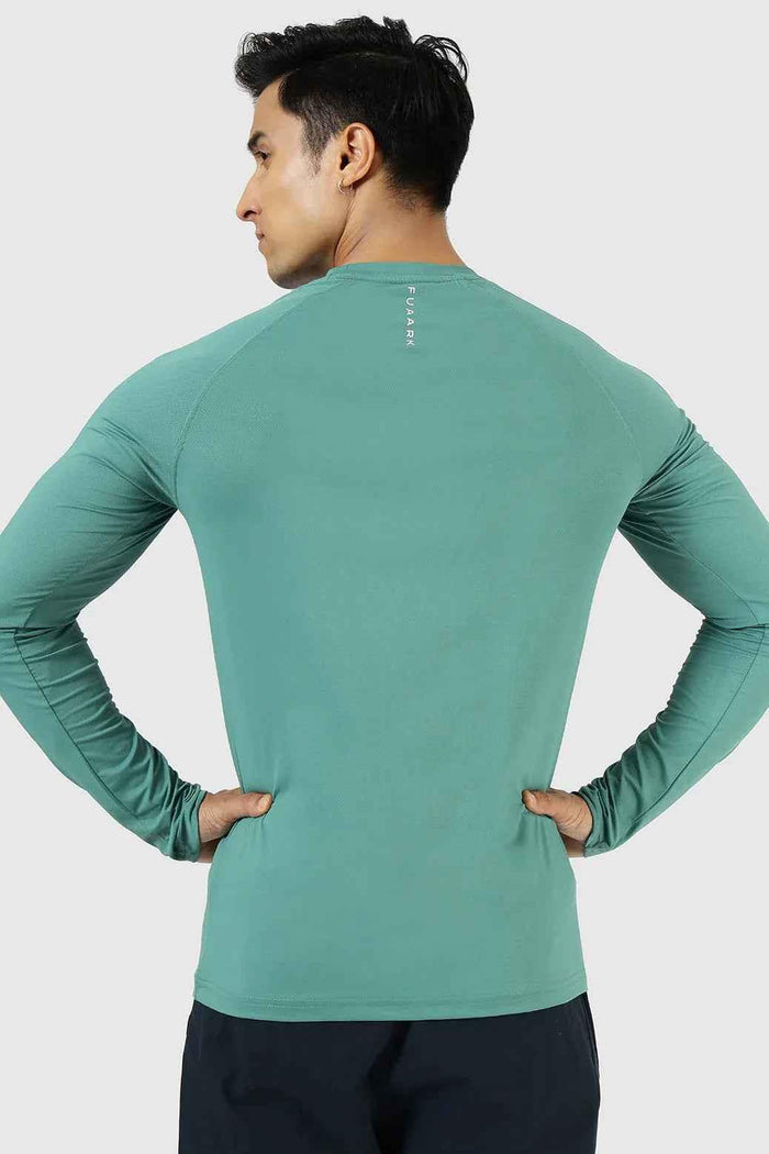 Fuaark Nz Core Fullsleeves T-shirt in pine color, showcasing a casual long-sleeve T-shirt with a comfortable fit.