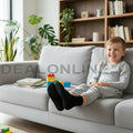 Set of 12 black kids' crew socks for ages 4-7, thin and comfortable, from dealonline.co.nz.